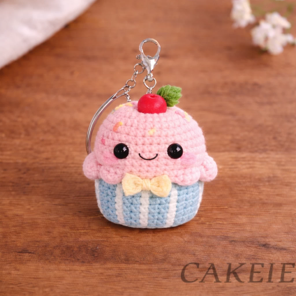 Crochet Cupcake Keychain